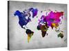 World Watercolor Map 13-NaxArt-Stretched Canvas