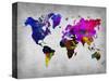 World Watercolor Map 13-NaxArt-Stretched Canvas