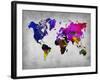 World Watercolor Map 13-NaxArt-Framed Art Print