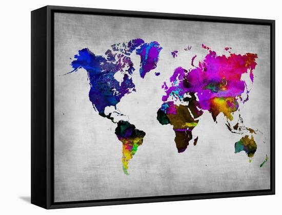 World Watercolor Map 13-NaxArt-Framed Stretched Canvas