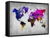 World Watercolor Map 13-NaxArt-Framed Stretched Canvas