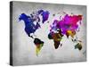 World Watercolor Map 13-NaxArt-Stretched Canvas