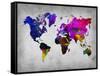 World Watercolor Map 13-NaxArt-Framed Stretched Canvas