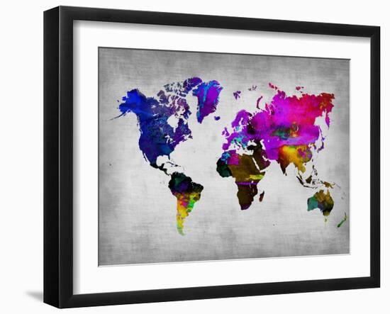 World Watercolor Map 13-NaxArt-Framed Art Print