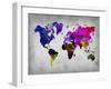 World Watercolor Map 13-NaxArt-Framed Art Print