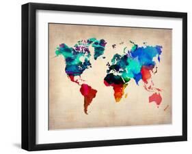 World Watercolor Map 1-NaxArt-Framed Art Print