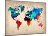 World Watercolor Map 1-NaxArt-Mounted Art Print