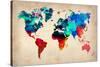 World Watercolor Map 1-NaxArt-Stretched Canvas