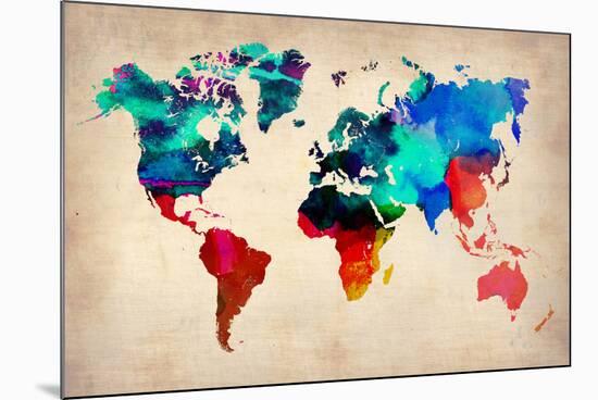 World Watercolor Map 1-NaxArt-Mounted Poster