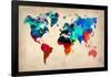 World Watercolor Map 1-NaxArt-Framed Poster