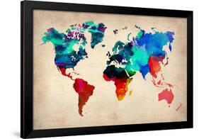 World Watercolor Map 1-NaxArt-Framed Poster