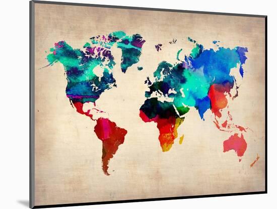 World Watercolor Map 1-NaxArt-Mounted Art Print