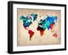 World Watercolor Map 1-NaxArt-Framed Premium Giclee Print