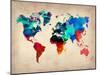 World Watercolor Map 1-NaxArt-Mounted Premium Giclee Print