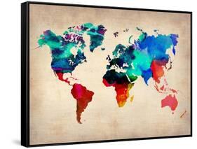 World Watercolor Map 1-NaxArt-Framed Stretched Canvas