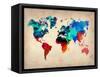 World Watercolor Map 1-NaxArt-Framed Stretched Canvas