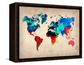 World Watercolor Map 1-NaxArt-Framed Stretched Canvas