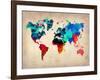 World Watercolor Map 1-NaxArt-Framed Art Print