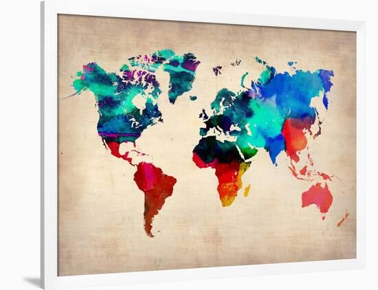 World Watercolor Map 1-NaxArt-Framed Art Print