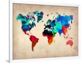 World Watercolor Map 1-NaxArt-Framed Art Print