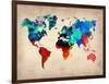 World Watercolor Map 1-NaxArt-Framed Art Print