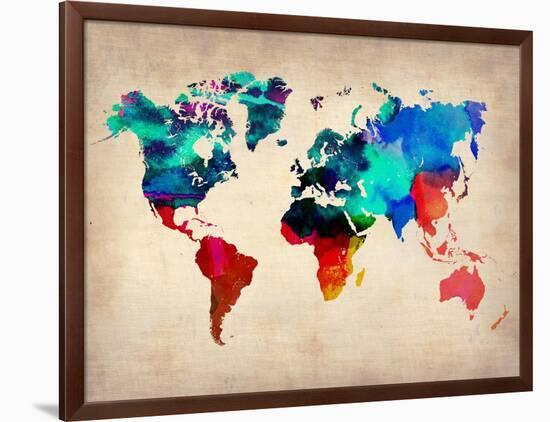 World Watercolor Map 1-NaxArt-Framed Art Print