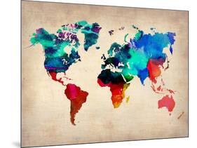 World Watercolor Map 1-NaxArt-Mounted Art Print