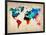 World Watercolor Map 1-NaxArt-Framed Art Print