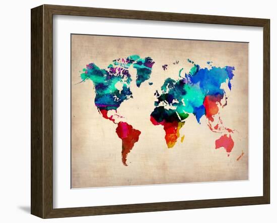 World Watercolor Map 1-NaxArt-Framed Art Print