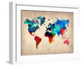 World Watercolor Map 1-NaxArt-Framed Art Print