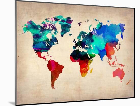 World Watercolor Map 1-NaxArt-Mounted Art Print