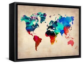 World Watercolor Map 1-NaxArt-Framed Stretched Canvas