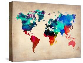 World Watercolor Map 1-NaxArt-Stretched Canvas