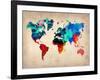 World Watercolor Map 1-NaxArt-Framed Art Print