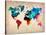 World Watercolor Map 1-NaxArt-Stretched Canvas