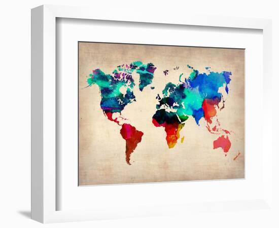 World Watercolor Map 1-NaxArt-Framed Art Print