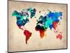 World Watercolor Map 1-NaxArt-Mounted Art Print