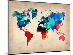 World Watercolor Map 1-NaxArt-Mounted Art Print