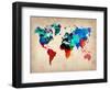 World Watercolor Map 1-NaxArt-Framed Art Print