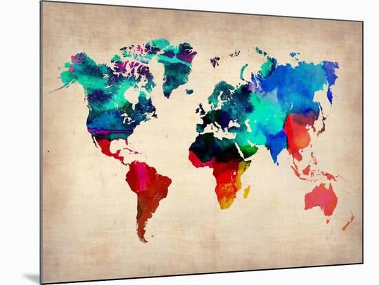 World Watercolor Map 1-NaxArt-Mounted Art Print