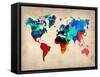 World Watercolor Map 1-NaxArt-Framed Stretched Canvas