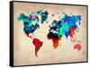 World Watercolor Map 1-NaxArt-Framed Stretched Canvas