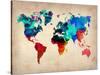 World Watercolor Map 1-NaxArt-Stretched Canvas