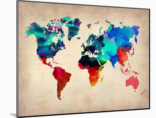World Watercolor Map 1-NaxArt-Mounted Art Print