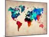 World Watercolor Map 1-NaxArt-Mounted Art Print