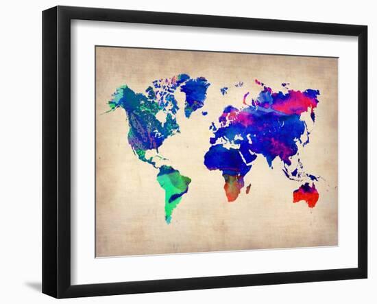 World Watercolor Map 2-NaxArt-Framed Art Print