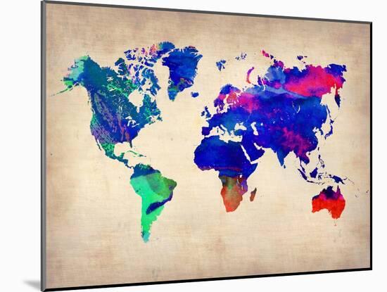 World Watercolor Map 2-NaxArt-Mounted Art Print