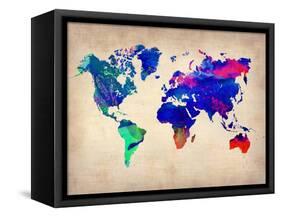 World Watercolor Map 2-NaxArt-Framed Stretched Canvas