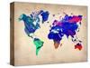 World Watercolor Map 2-NaxArt-Stretched Canvas
