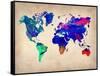 World Watercolor Map 2-NaxArt-Framed Stretched Canvas